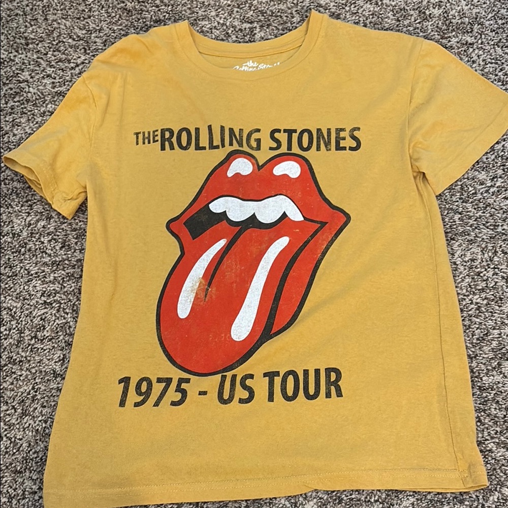 The Rolling Stones Kids Tee - Mustard with Red Logo
